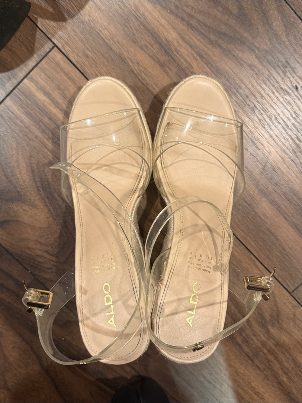 Aldo Clear PVC Espadrille Wedge Sandals in Nude - Picture 7 of 8